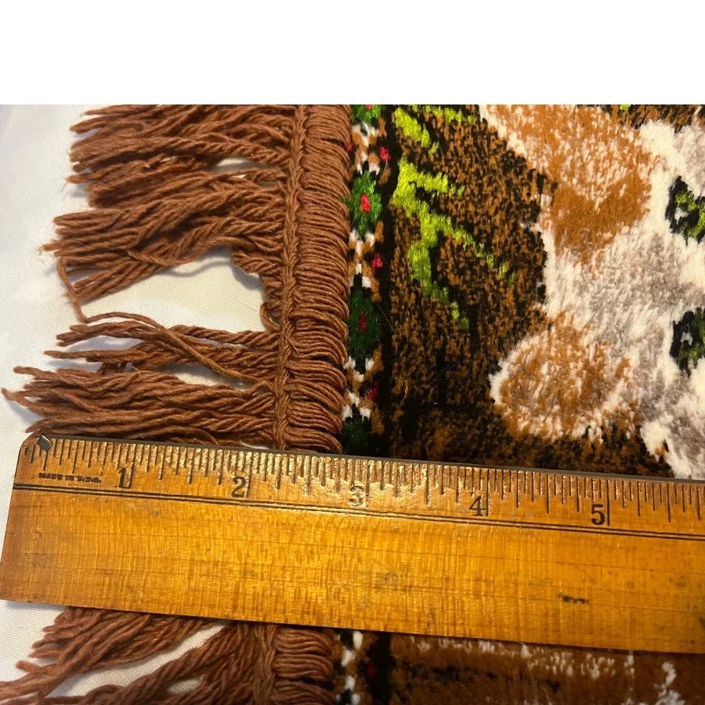 Vintage Cat Tapestry Fringed Pillow Cover Wall Hanging 60s‎